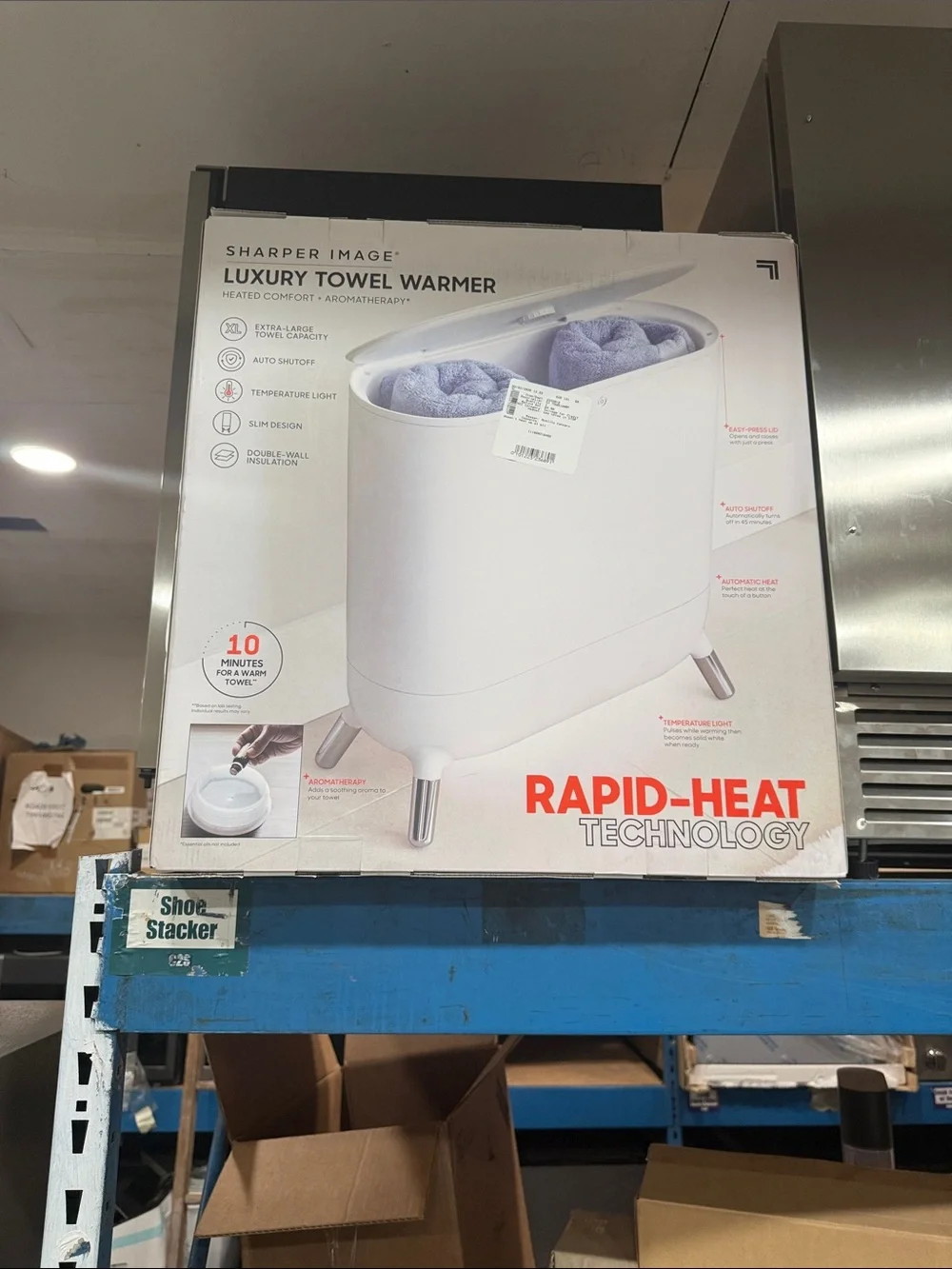 Sharper Image White Luxury Towel Warmer with Rapid-Heat Technology